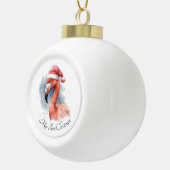 Santa's Snowbird Flamingo, op maat Keramische Bal Ornament (Rechts)
