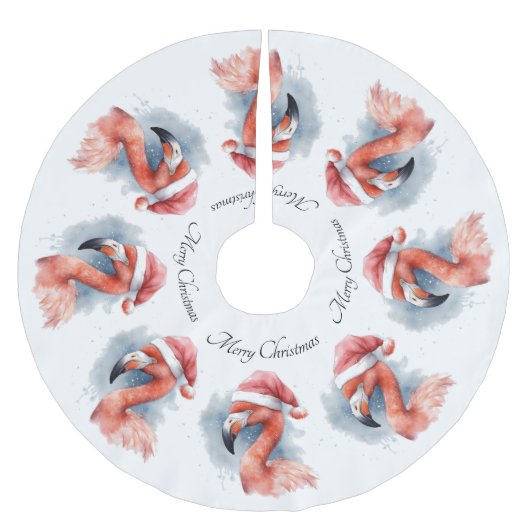 Santa's Snowbird Flamingo, op maat Kerstboom Rok (Voorkant)