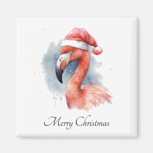 Santa's Snowbird Flamingo, op maat Magneet (Voorkant)
