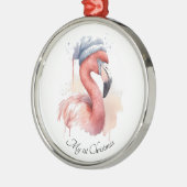 Santa's Snowbird Flamingo, op maat Metalen Ornament (Links)