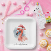 Santa's Snowbird Flamingo, op maat Papieren Bordje (Feest)