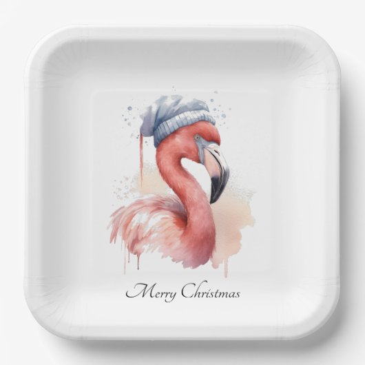 Santa's Snowbird Flamingo, op maat Papieren Bordje (Voorkant)