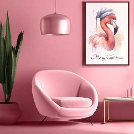 Santa's Snowbird Flamingo, op maat Poster