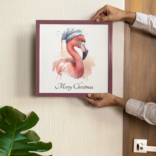 Santa's Snowbird Flamingo, op maat Poster