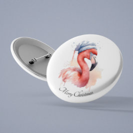 Santa's Snowbird Flamingo, op maat Ronde Button 3,2 Cm