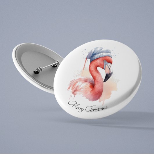 Santa's Snowbird Flamingo, op maat Ronde Button 3,2 Cm