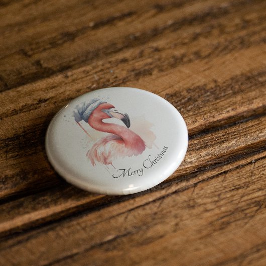 Santa's Snowbird Flamingo, op maat Ronde Button 3,2 Cm
