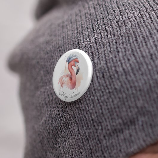 Santa's Snowbird Flamingo, op maat Ronde Button 3,2 Cm