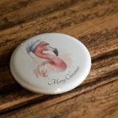 Santa's Snowbird Flamingo, op maat Ronde Button 3,2 Cm