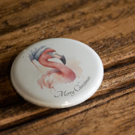 Santa's Snowbird Flamingo, op maat Ronde Button 3,2 Cm