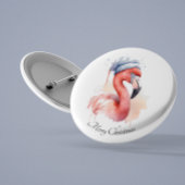 Santa's Snowbird Flamingo, op maat Ronde Button 3,2 Cm
