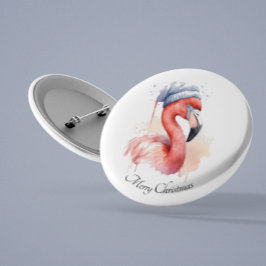 Santa's Snowbird Flamingo, op maat Ronde Button 3,2 Cm