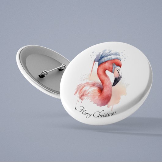 Santa's Snowbird Flamingo, op maat Ronde Button 3,2 Cm
