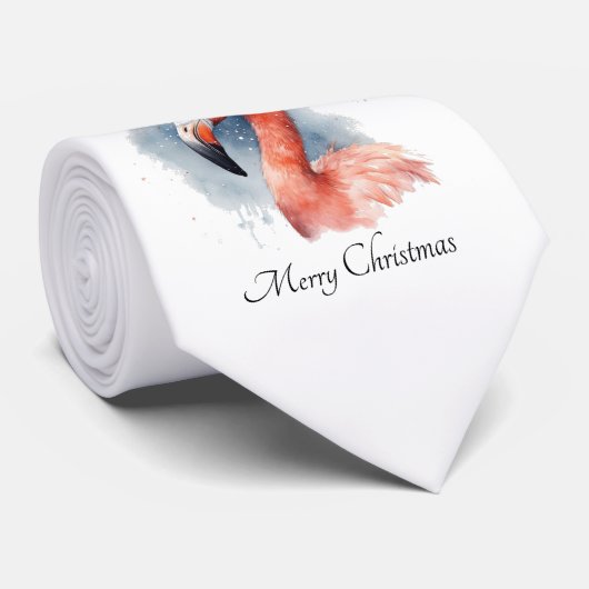 Santa's Snowbird Flamingo, op maat Stropdas (Opgerold)