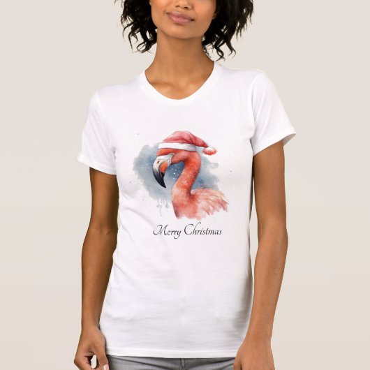 Santa's Snowbird Flamingo, op maat T-shirt (Voorkant)