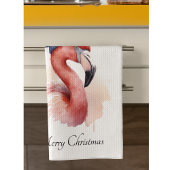 Santa's Snowbird Flamingo, op maat Theedoek