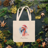 Santa's Snowbird Flamingo, op maat Tote Bag