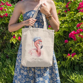 Santa's Snowbird Flamingo, op maat Tote Bag