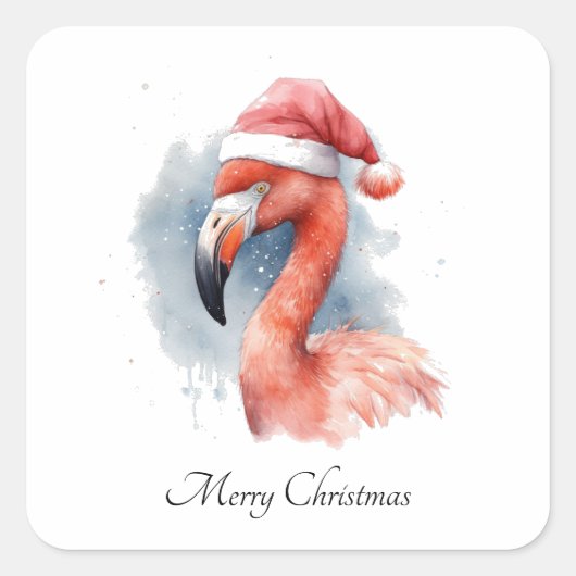 Santa's Snowbird Flamingo, op maat Vierkante Sticker (Voorkant)