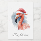 Santa's Snowbird Flamingo, op maat Voedselcontainer Etiket (Enkel label)