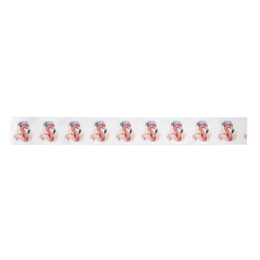 Santa's Snowbird Flamingo Satijnen Lint (Voorkant)