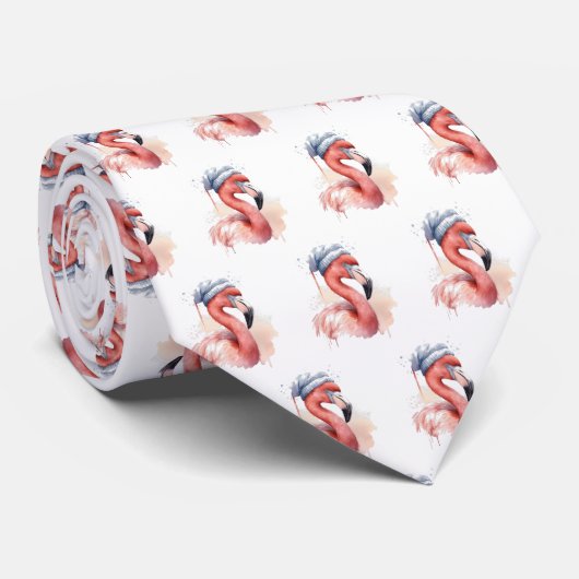 Santa's Snowbird Flamingo Stropdas (Opgerold)