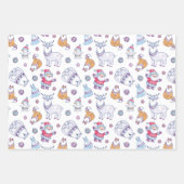 Santas Snowmen en Reindeer Cute Kerstmis-Design Inpakpapier Vel (Voorkant)