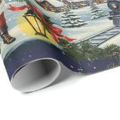 Santa's Snowy Express Retro-inpakpapier Cadeaupapier (Rol Hoek)