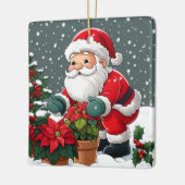 Santa's Snowy Poinsettia Garden Keramisch Ornament (Links)