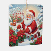 Santa's Snowy Poinsettia Greenhouse Garden Keramisch Ornament (Rechts)