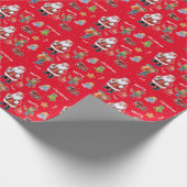 Santa's speelgoed en elfen inpakpapier groen (Hoek)