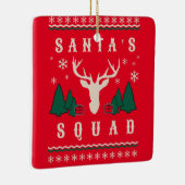 Santa's Squad Ugly kerstSweater Keramisch Ornament (Rechts)