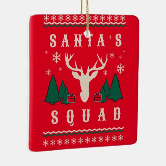 Santa's Squad Ugly kerstSweater Keramisch Ornament (Rechts)