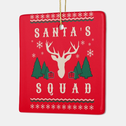 Santa's Squad Ugly kerstSweater Keramisch Ornament (Links)