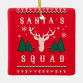 Santa's Squad Ugly kerstSweater Keramisch Ornament (Voorkant)
