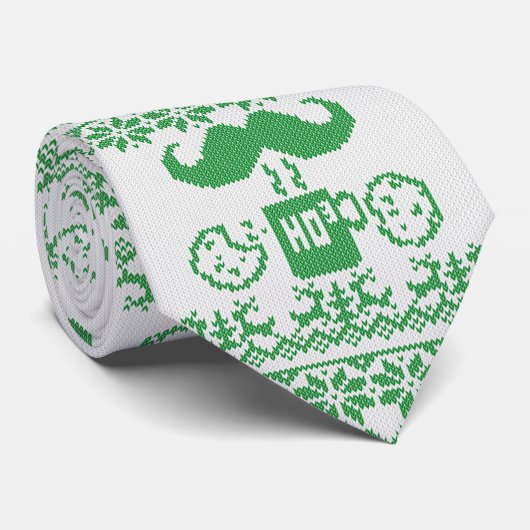 Santa's Stache Over Green Midnight Snack Stropdas (Opgerold)