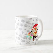 Santa's staflid dansend Fox Kerstmis op maat Koffiemok (Voorkant rechts)