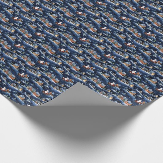 Santa's Starlit Mountain Journey: betoverde vorst Cadeaupapier (Hoek)