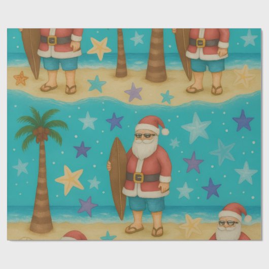 Santa's StarSurf Cadeaupapier (Vlak)