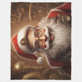 Santa's Steampunk Kerstmis Fleece Deken (Voorkant)