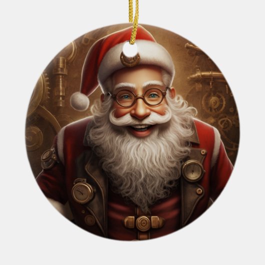 Santa's Steampunk Kerstmis Keramisch Ornament (Voorkant)