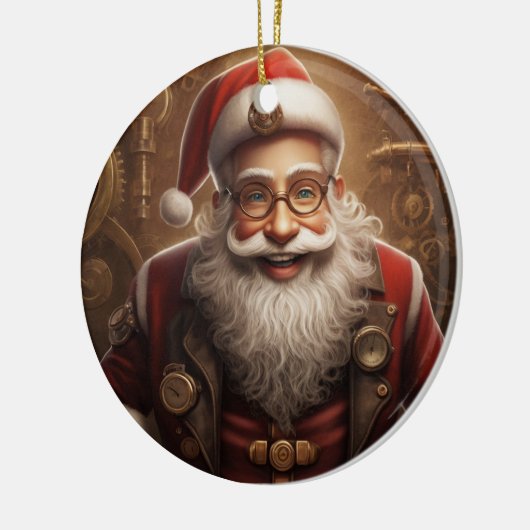 Santa's Steampunk Kerstmis Keramisch Ornament (Links)