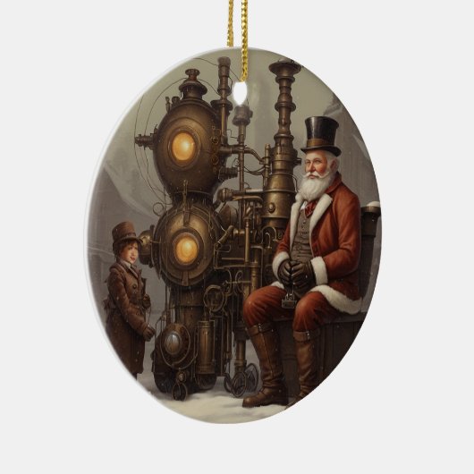 Santa's Steampunk Kerstmis Keramisch Ornament (Rechts)