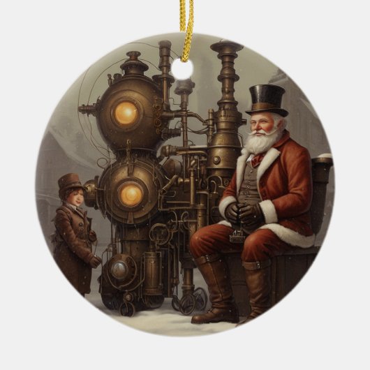 Santa's Steampunk Kerstmis Keramisch Ornament (Voorkant)