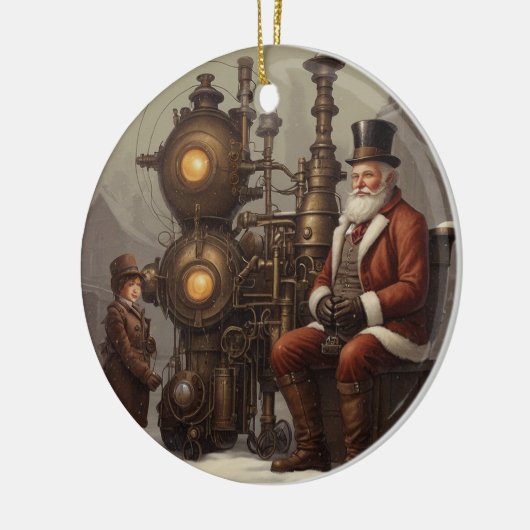 Santa's Steampunk Kerstmis Keramisch Ornament (Links)