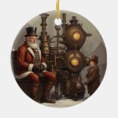 Santa's Steampunk Kerstmis Keramisch Ornament (Achterkant)