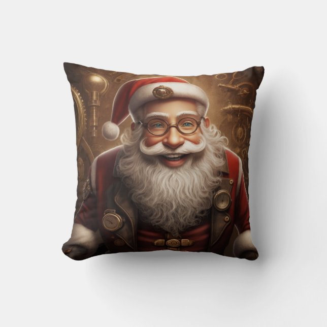 Santa's Steampunk Kerstmis Kussen (Voorkant)
