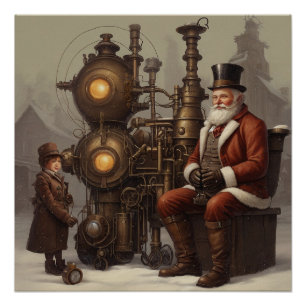 Santa's Steampunk Kerstmis Perfect Poster