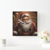 Santa's Steampunk Kerstmis Vierkante Klok (Huis)