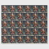 Santa's Steampunk Sleigh Cadeaupapier (Vlak)